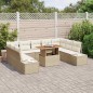 vidaXL Set da Pranzo da Giardino da 10 Pezzi con Cuscini in Rattan Sintetico Beige e Legno di Acacia vidaXL Set da Pranzo da Giardino da 10 Pezzi con Cuscini in Rattan Sintetico Beige e Legno di Acacia