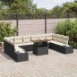 vidaXL Set da pranzo da giardino da 11 pezzi con cuscini in rattan e poliestere nero