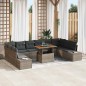 vidaXL Set da Pranzo da Giardino con 11 Pezzi e Cuscini Grigi in Polyrattan e Acacia