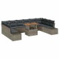 vidaXL Set da Pranzo da Giardino con 11 Pezzi e Cuscini Grigi in Polyrattan e Acacia