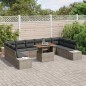 vidaXL Set da Pranzo da Giardino con 11 Pezzi e Cuscini Grigi in Polyrattan e Acacia