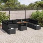 vidaXL Set da Pranzo Giardino 11 Pezzi con Cuscini Nero Rattan Sintetico Acacia