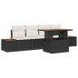vidaXL Set da Pranzo da Giardino 5 Pezzi con Cuscini in Rattan Sintetico Nero e Acacia