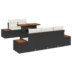vidaXL Set da pranzo da giardino 6 pezzi con cuscini in polirattan nero
