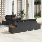 vidaXL Set Pranzo Giardino 6 Pezzi con Cuscini in Rattan Polipropilene Nero e Acacia