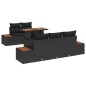 vidaXL Set Pranzo Giardino 6 Pezzi con Cuscini in Rattan Polipropilene Nero e Acacia
