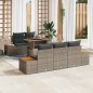vidaXL Set da pranzo da giardino a 6 pezzi con cuscini grigi in poly rattan e legno di acacia