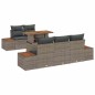 vidaXL Set da pranzo da giardino a 6 pezzi con cuscini grigi in poly rattan e legno di acacia