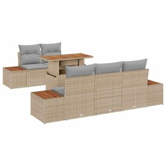 vidaXL Set da Pranzo da Giardino 6 Pezzi con Cuscini in Rattan Sintetico Beige e Acacia
