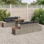 vidaXL Set da Pranzo da Giardino 7 Pezzi con Cuscini Grigi in Rattan Sintetico e Acacia vidaXL Set da Pranzo da Giardino 7 Pezzi con Cuscini Grigi in Rattan Sintetico e Acacia