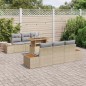 vidaXL Set da pranzo da giardino 7 pezzi con cuscini beige in rattan sintetico e acacia. vidaXL Set da pranzo da giardino 7 pezzi con cuscini beige in rattan sintetico e acacia.