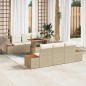 vidaXL Set da pranzo da giardino 7 pezzi con cuscini beige in rattan politico e acacia.