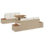 vidaXL Set da pranzo da giardino 7 pezzi con cuscini beige in rattan politico e acacia.