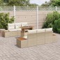 vidaXL Set da pranzo da giardino 7 pezzi con cuscini beige in rattan politico e acacia.
