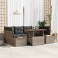 vidaXL Set da Pranzo da Giardino 7 Pezzi con Cuscini Grigio in Rattan di Polietilene e Acacia