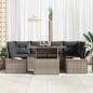 vidaXL Set da Pranzo da Giardino 7 Pezzi con Cuscini Grigio in Rattan di Polietilene e Acacia