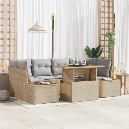 vidaXL Set pranzo giardino 7 pezzi con cuscini beige