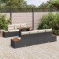 vidaXL Set di Mobili da Giardino 8 Pezzi con Cuscini in Rattan Polipropilene Nero e Acacia