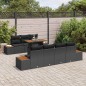 vidaXL Set da pranzo da giardino 8 pezzi con cuscini neri in rattan sintetico e acacia