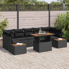 vidaXL Set da pranzo da giardino 8 pezzi con cuscini in rattan sintetico nero