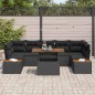 vidaXL Set da pranzo da giardino 8 pezzi con cuscini in rattan sintetico nero