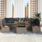 vidaXL Set da Pranzo da Giardino 8 Pezzi con Cuscini in Rattan Sintetico Grigio e Acacia vidaXL Set da Pranzo da Giardino 8 Pezzi con Cuscini in Rattan Sintetico Grigio e Acacia