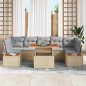 vidaXL Set pranzo giardino 8 pezzi con cuscini beige in rattan sintetico e acacia