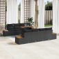 vidaXL Set da pranzo per il giardino da 9 pezzi con cuscini in polirattan nero e legno di acacia
