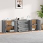 Credenze 3 pz Grigio Sonoma in Legno Multistrato Credenze 3 pz Grigio Sonoma in Legno Multistrato