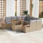 vidaXL Set pranzo giardino 9 pezzi con cuscini in rattan plastico beige e acacia.