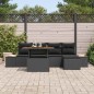 vidaXL Set da pranzo da giardino a 6 pezzi con cuscini in polyrattan nero e acacia