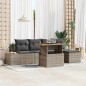 vidaXL Set da Pranzo da Giardino in 6 Pezzi con Cuscini Grigi in Rattan Polipropilene e Legno di Acacia