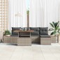 vidaXL Set da Pranzo da Giardino in 6 Pezzi con Cuscini Grigi in Rattan Polipropilene e Legno di Acacia