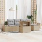 vidaXL Set da Pranzo da Giardino 6 Pezzi Con Cuscini Beige in Rattan Sintetico e Legno di Acacia
