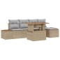 vidaXL Set da Pranzo da Giardino 6 Pezzi Con Cuscini Beige in Rattan Sintetico e Legno di Acacia