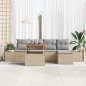 vidaXL Set da Pranzo da Giardino 6 Pezzi Con Cuscini Beige in Rattan Sintetico e Legno di Acacia