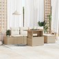 vidaXL Set da pranzo da giardino 6 pezzi con cuscini beige in rattan sintetico e legno di acacia.