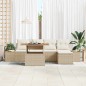 vidaXL Set da pranzo da giardino 6 pezzi con cuscini beige in rattan sintetico e legno di acacia.