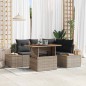 vidaXL Set da Pranzo da Giardino in 5 Pezzi con Cuscini Grigi in Rattan Polyrattan e Acacia