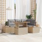 vidaXL Set da Pranzo da Giardino 5 Pezzi con Cuscini Beige in Rattan Sintetico e Acacia