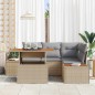 vidaXL Set da Pranzo da Giardino 5 Pezzi con Cuscini Beige in Rattan Sintetico e Acacia