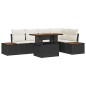 vidaXL Set da Pranzo da Giardino 6 Pezzi con Cuscini in Rattan Polyrattan Nero e Acacia