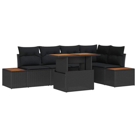 vidaXL Set da Pranzo da Giardino 6 Pezzi con Cuscini in Rattan Nero e Acacia
