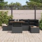 vidaXL Set da Pranzo da Giardino 6 Pezzi con Cuscini in Rattan Nero e Acacia