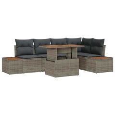 vidaXL Set da Pranzo per Giardino 6 Pezzi con Cuscini Grigi in Rattan e Poliestere