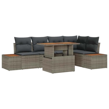 vidaXL Set da Pranzo per Giardino 6 Pezzi con Cuscini Grigi in Rattan e Poliestere