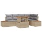 vidaXL Set da Pranzo da Giardino con 6 Pezzi e Cuscini Beige in Polyrattan e Acacia