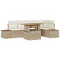 vidaXL Set da Pranzo da Giardino 6 Pezzi con Cuscini Beige in Polyrattan e Acacia