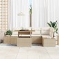 vidaXL Set da Pranzo da Giardino 6 Pezzi con Cuscini Beige in Polyrattan e Acacia