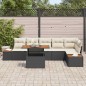 vidaXL Set da Pranzo da Giardino 7 Pezzi con Cuscini in Rattan Plastico Nero e Acacia